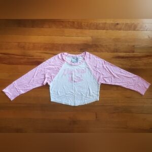 O'Mighty Pink and White Raglan Top